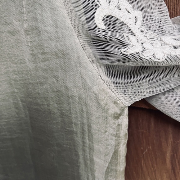 PAPA VANCOUVER SizeM Layered Organza Mesh Fully Embroidered Blouse Tunic Y2K 90s - Picture 13 of 14